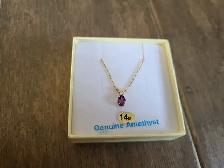 Brand New 14K Yellow Gold Amethyst Necklace For Sale