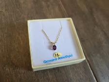Brand New 14K Yellow Gold Amethyst Necklace For Sale - Photo 2