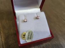 Brand New 14K Yellow Gold Pink Cubic Zirconia Earrings For Sale - Photo 2