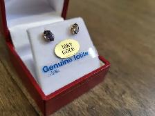 Brand New 10K Yellow Gold Iolite Earrings For Sale - Photo 3