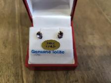 Brand New 10K Yellow Gold Iolite Earrings For Sale - Photo 5