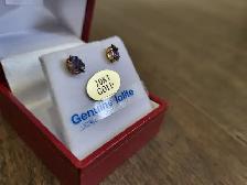 Brand New 10K Yellow Gold Iolite Earrings For Sale - Photo 7