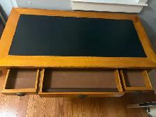 Wooden Desk with Leather Inset Writing Surface - Photo 3