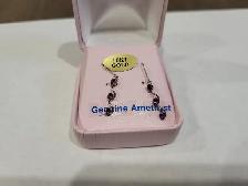 Brand New 10K White Gold Amethyst Earrings For Sale
