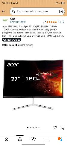 Acer 27' 1440p 170Hz Curved Gaming Monitor – $100 - Photo 2