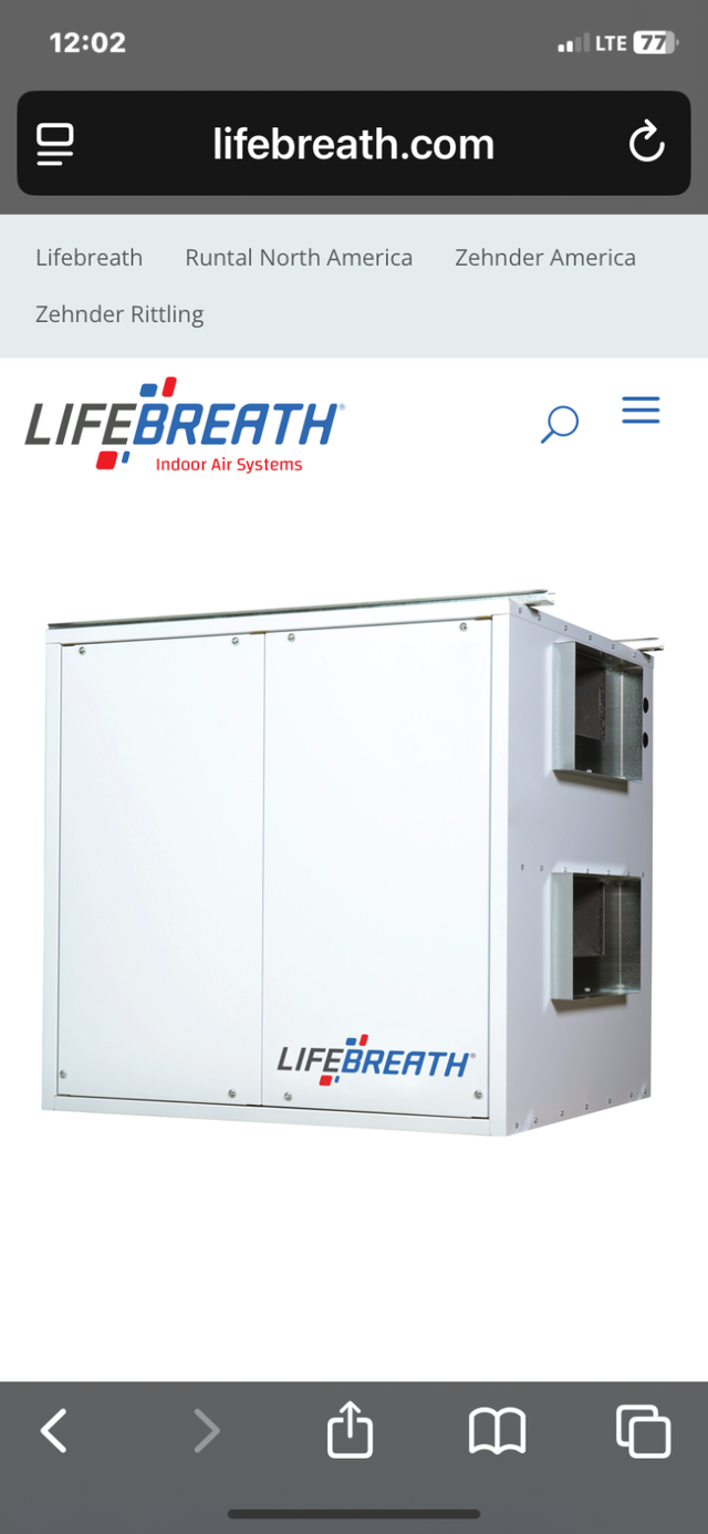 Lifebreath HVAC - 700 FD/DD like new