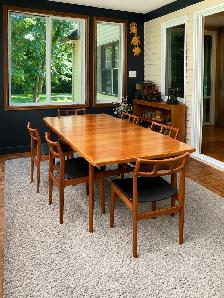 Mid century. TEAK TECK. Ensemble salle à manger. TRÈS GRANDE Tab
