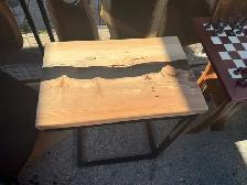 Handmade Live Edge Wood & Epoxy Side Table - Photo 2
