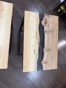 Handmade Live Edge Wood & Epoxy Side Table - Photo 5