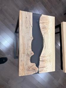 Handmade Live Edge Wood & Epoxy Side Table - Photo 6
