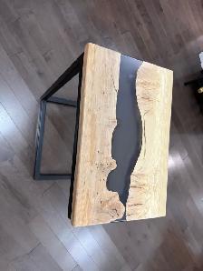 Handmade Live Edge Wood & Epoxy Side Table - Photo 7