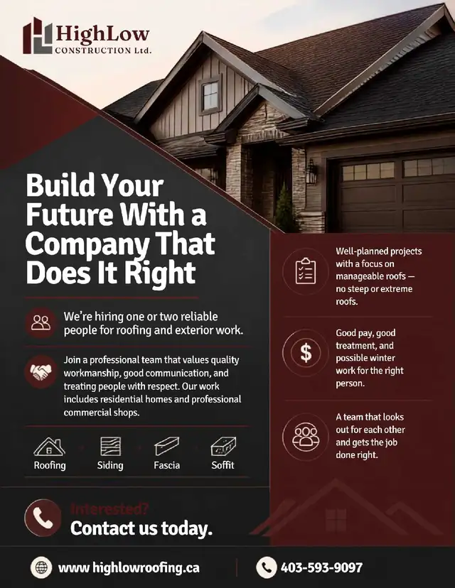 Roofing and Siding company hiring