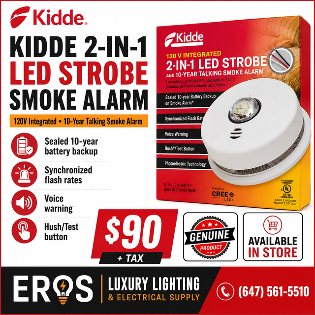 Kidde 2-in-1 LED Strobe Smoke Alarm – 120V – $90   Tax