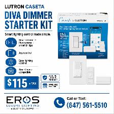 Lutron Caséta Diva Smart Dimmer Starter Kit – $115   Tax