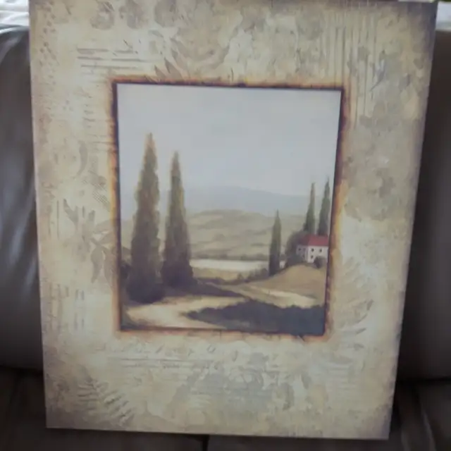 GRANDE TOILE TOSCANE DE L`lTALIE DANS CADRE BOIS 20'x24': $25.00