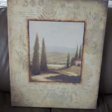GRANDE TOILE TOSCANE DE L`lTALIE DANS CADRE BOIS 20'x24': $25.00
