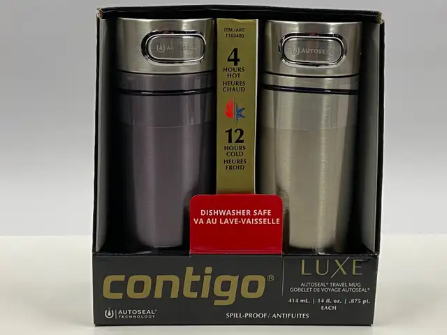 2 Pack Contigo Luxe AUTOSEAL Vacuum-Insulated Travel Mugs 14oz