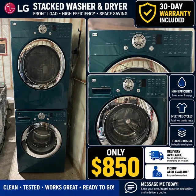 LG Front Load Washer & Dryer Set – 30-Day Warranty