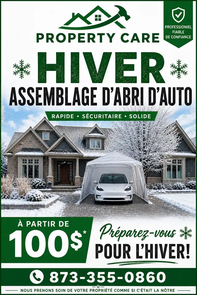 Assemblage d’abris d’auto pour l’hiver