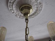 1930s ANTIQUE BRASS 3 ARM PAN CANDLE WICK CEILING LAMP FIXTURE - Photo 4
