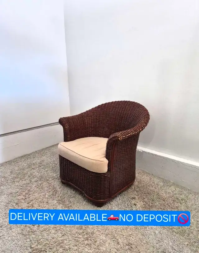 DELIVERY AVAILABLE Woven Rattan Barrel Single Sofa Chair Patio