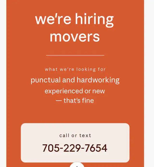 Hiring Movers ( Part-Time)