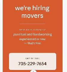 Hiring Movers ( Part-Time)