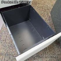 Herman Miller White Rolling Pedestal File Cabinet, Black Cushion - Photo 2