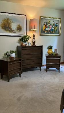 Mid century. Ensemble chambre à coucher. 2 tables de chevet nigh - Photo 5