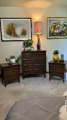 Mid century. Ensemble chambre à coucher. 2 tables de chevet nigh - Photo 10