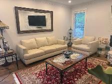 Natuzzi Edition Italian Leather Sofa Set In Ivory