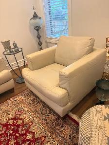 Natuzzi Edition Italian Leather Sofa Set In Ivory - Photo 3