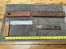 One Vintage Wood Straight Edge Level & 3 Wood Spirit Levels !