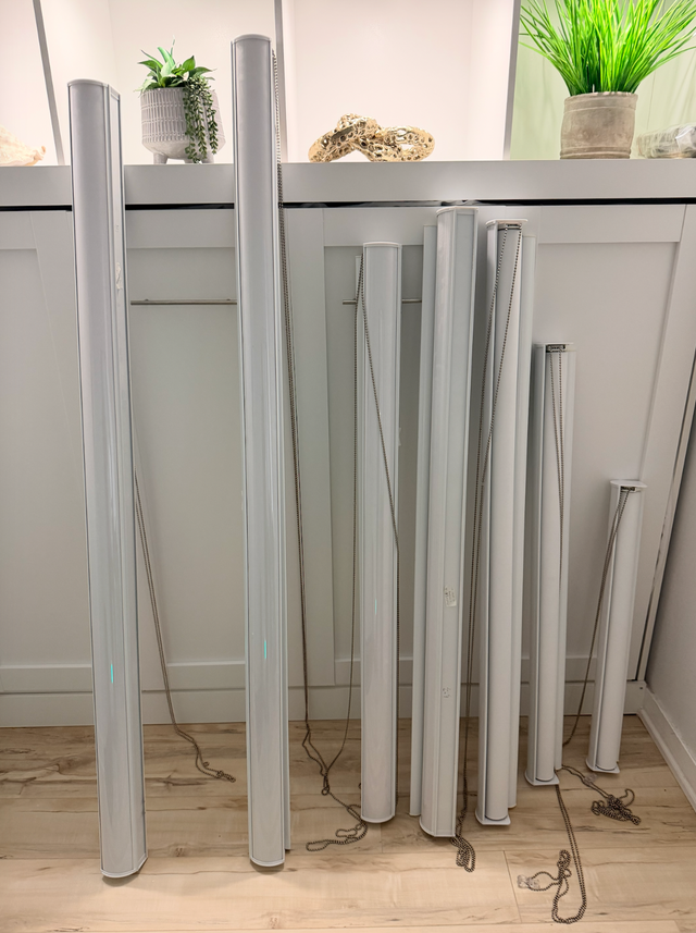 7 White Blackout Roller Blinds   Hardware | $2,500 Value