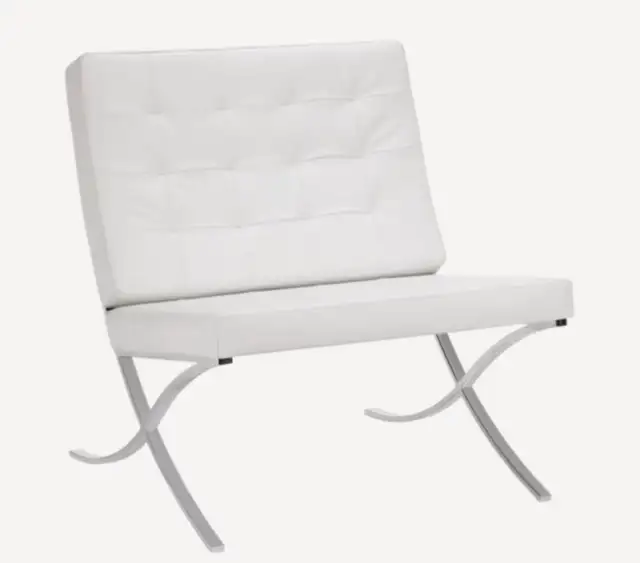 White Leather Lounge/Barcelona Chair