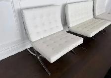 White Leather Lounge/Barcelona Chair - Photo 2