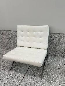 White Leather Lounge/Barcelona Chair - Photo 3