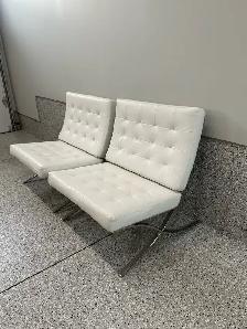 White Leather Lounge/Barcelona Chair - Photo 7