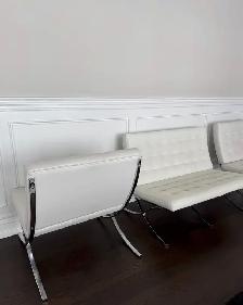 White Leather Lounge/Barcelona Chair - Photo 8