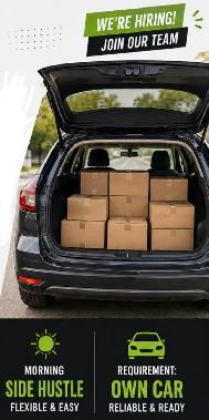 Delivery jobs in Montreal on Weekends. Own Car needed.