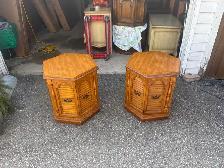 Free delivery used Set of Two Hexagonal Oak End Tables
