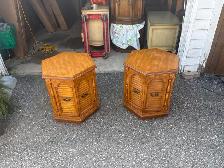 Free delivery used Set of Two Hexagonal Oak End Tables - Photo 2