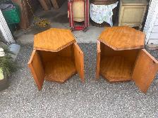 Free delivery used Set of Two Hexagonal Oak End Tables - Photo 8