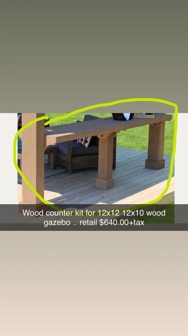 12’ wood counter for Gazebo assembly