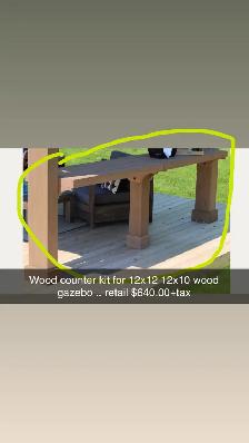 12’ wood counter for Gazebo assembly
