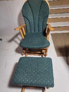 wood rocking chair with rocking foot rest.