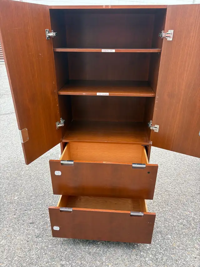Free delivery used Wooden Cabinet with Shelves and Drawers