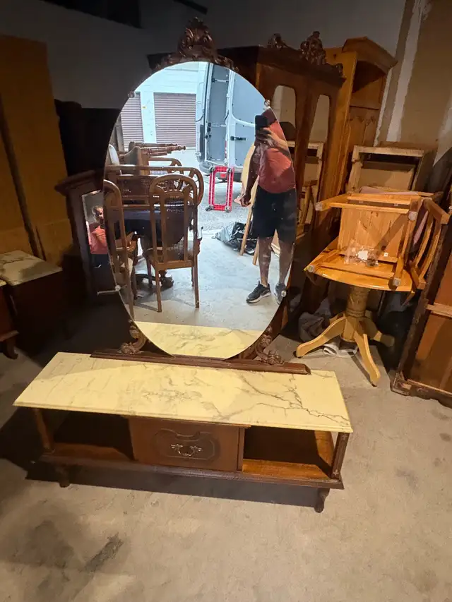 Free delivery used Antique Vanity Table with Mirror