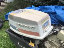50 HORSEPOWER EVINRUDE OUTBOARD MOTOR/CONTROLS ETC