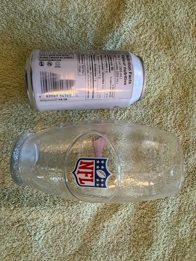 NFL BUDWEISER BEER Glass ~ FOOTBALL Shape ~ Red White and Blue